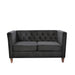 Button Tufted Loveseat, 2 Seater With Square Arm Couch For Living Room