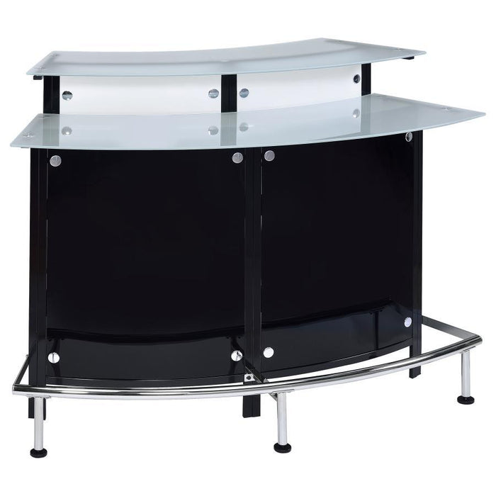 Keystone - Curved Glass Top Home Bar Wine Cabinet - Black