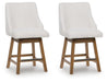 Cabalynn - Upholstered Swivel Barstool (Set of 2) - Oatmeal / Light Brown