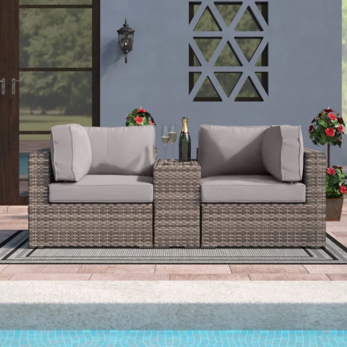Handcrafted Outdoor Loveseat With Wicker Seating
