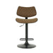 Leland - Adjustable Swivel Curved Back Wood Bar Stool With Faux Leather Seat