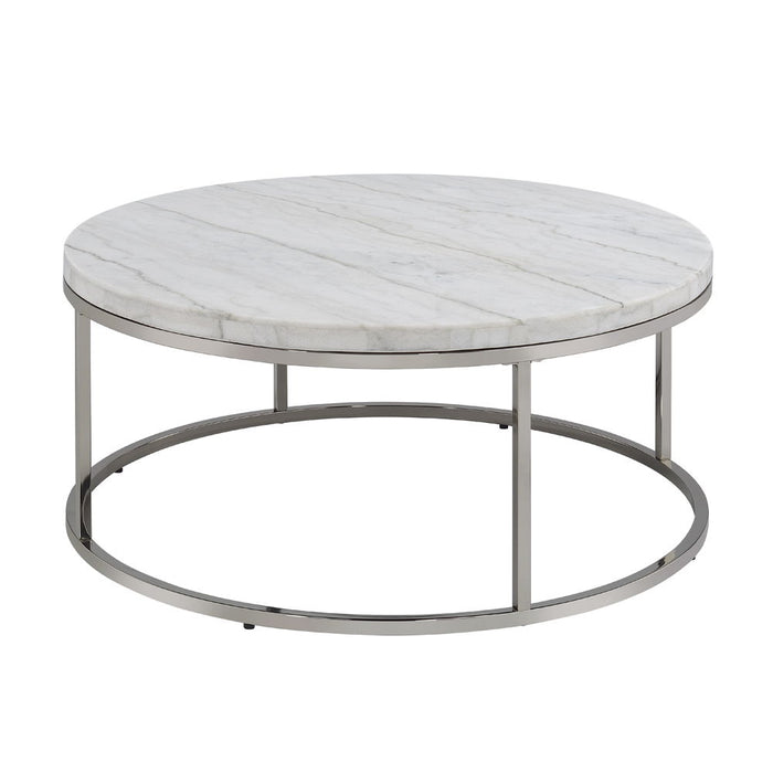 Zaidee - Coffee Table With Marble - Marble Top & Nickel