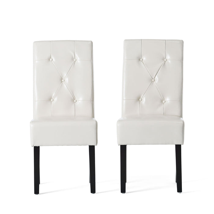 Carter - 5 Tuft Dining Chair With Button Tufted Backrest And Espresso Legs - Ivory