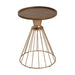 Hollow - Edge Retro Art Pine Side Table With Antique And Natural Color, Iron And Pine Construction - Antique Gold / Natural