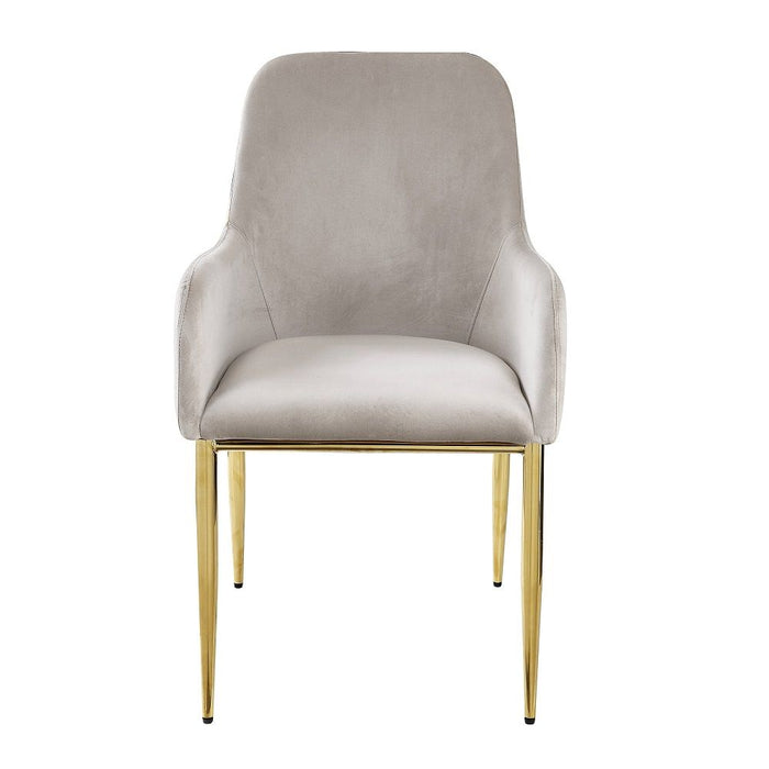 Barnard - Side Chair Set of 2) - Gray Velvet & Mirrored Gold