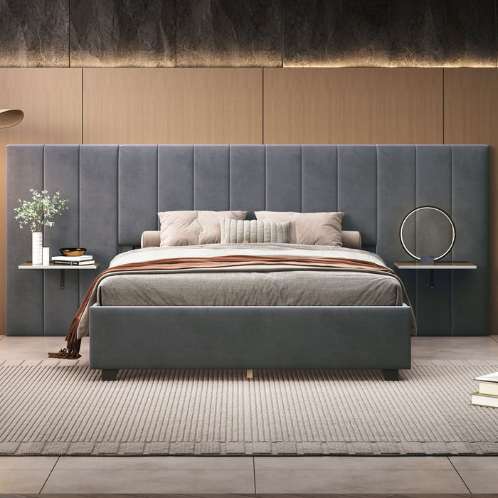 Upholstered Platform Bed With Big Headboard
