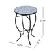 Outdoor Round Side Table With Mosaic Style Top And Curved Iron Legs