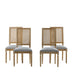 French Country Dining Chair With Rectangular Cane Backrest And Smooth Upholstered Seating