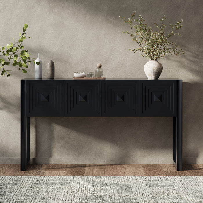 Geometric Carved Console Table With 3 Soft Close Drawers