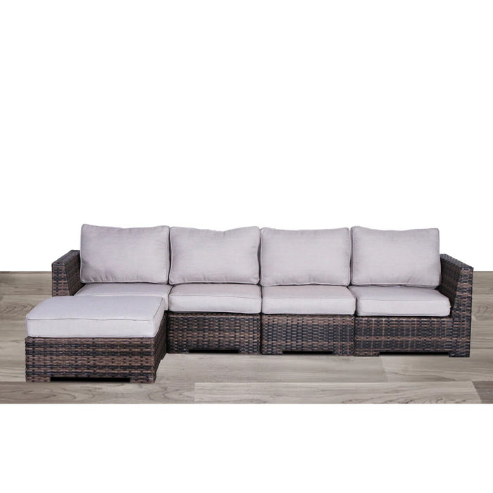 Wide Hand Patio Sectional With Cushions - Brown