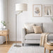 Serene - Floor Lamp With Rotary Switch Base Linen Shade - Brushed Nickel / White
