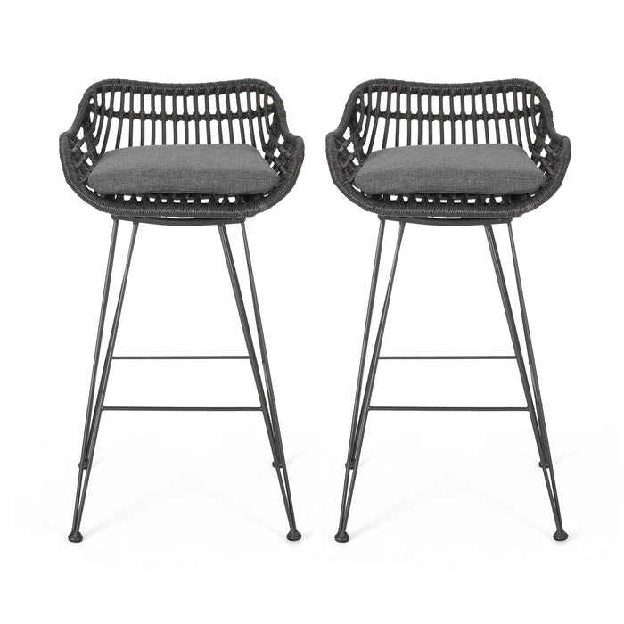 Outdoor Rattan Bar Chair With Metal Legs