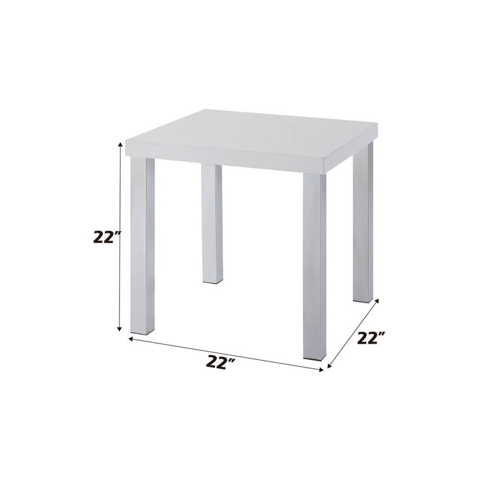 Harta - End Table - White High Gloss & Chrome