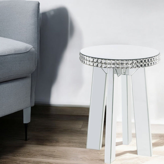 Lotus - End Table - Mirrored & Faux Ice Cube Crystals