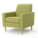 Modern Club Chair, Elegant Fabric With Rubberwood Legs - Green