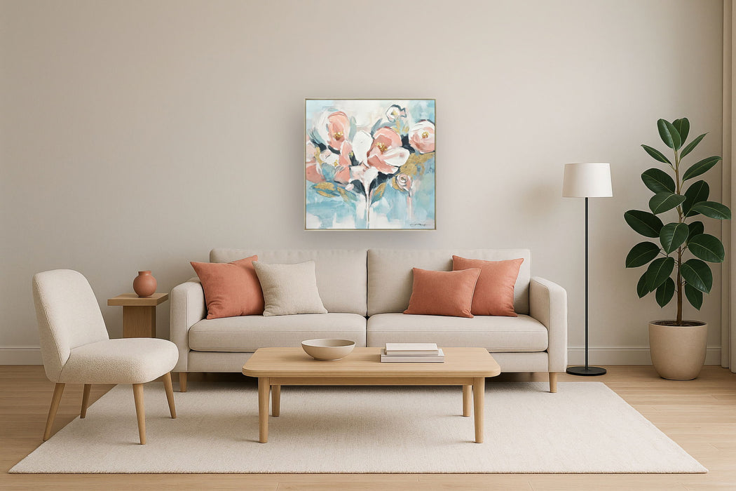 Blush Breeze Blooms - 35" x 35" Framed Wall Art