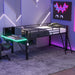 Modern Gaming Mid Loft Bed With Desk And LED Lights