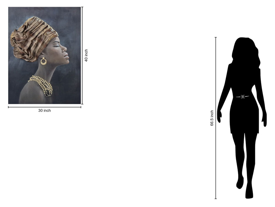 Gilded Profile Grace - 30" x 40" Framed Wall Art