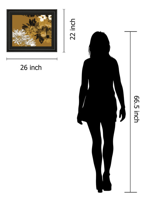 Golden Bloom I By Framed Print Wall Art - Dark Brown