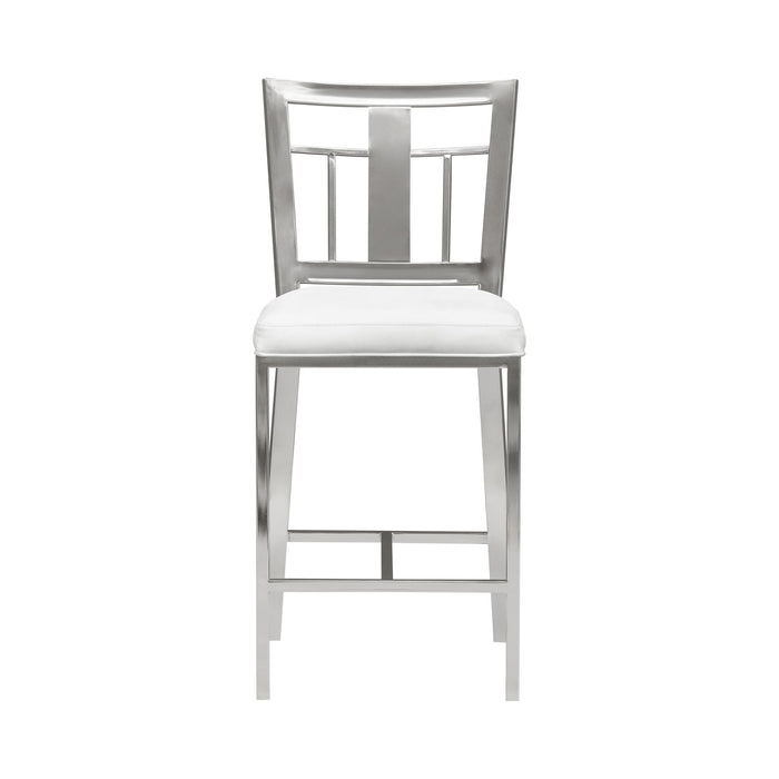 Celina - Counter Height Open Back Metal Barstool With Faux Leather Seat - White