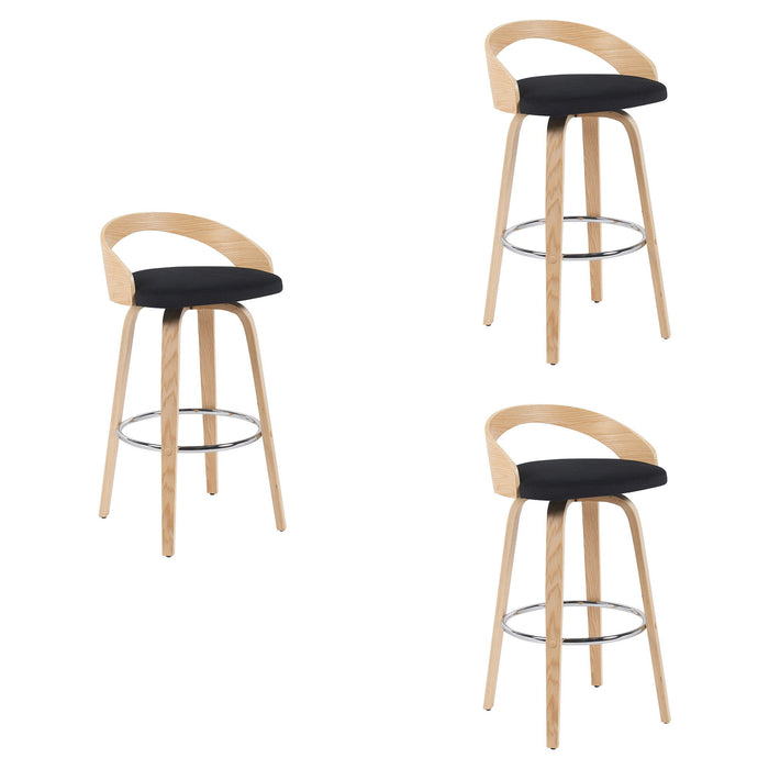 Sonia - Modern Swivel Bar Height Stool - Patterned Oak Wood Finish