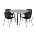 Sydney And Snack - 5 Piece Outdoor Patio Dining Set - Black Rope With Black Eucalyptus Wood