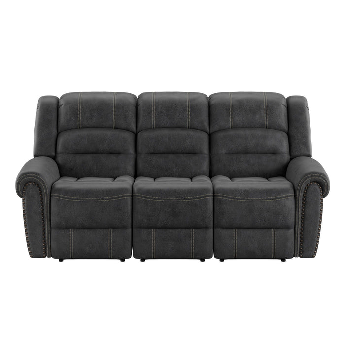 Reclining Sofa - Gray - Solid Wood