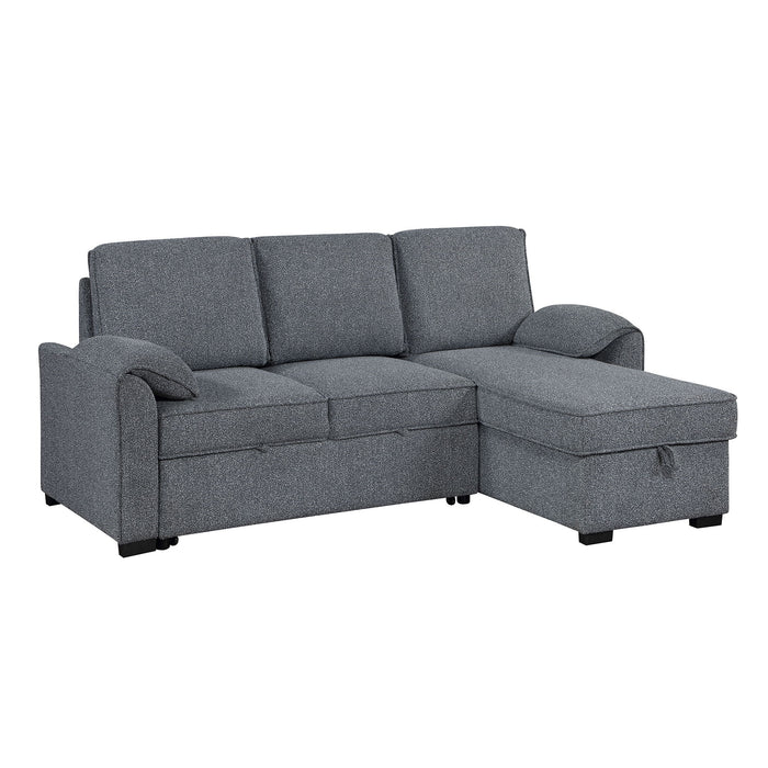 Rebecca - Sofa With Pull Out Bed, Storage Chaise, USB And Cup Holders - Dark Gray