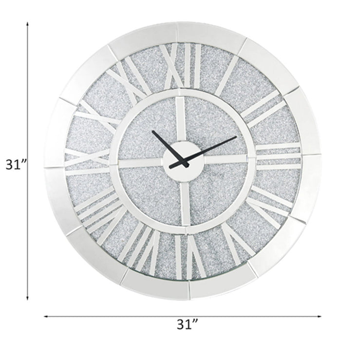 Noralie - Wall Clock - Mirrored & Faux Diamonds