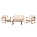 4 Pieces Acacia Wood Patio Furniture Set, Outdoor Furniture With Coffee Table, Patio Conversation Set Deep Seating With Soft Cushion, Porch Chairs For Backyard Porch Balcony - Brown Wash / Beige