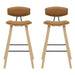 Fox - Bar Height Curved Back Wood Bar Stool With Faux Leather Seat
