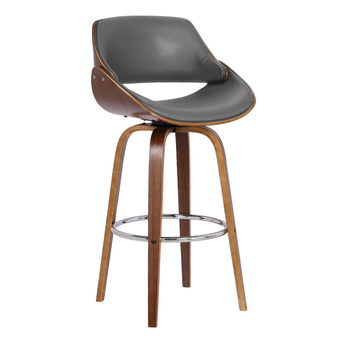 Mona - 26" Counter Height Swivel Bar Stool - Gray / Walnut