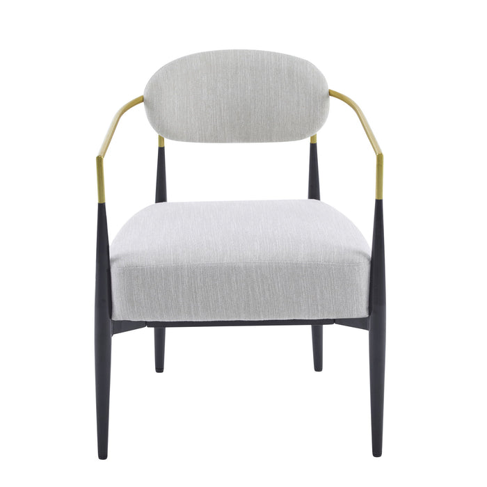 Upholstered Accent Armchair With Tapered Legs - Beige / Black / Gold
