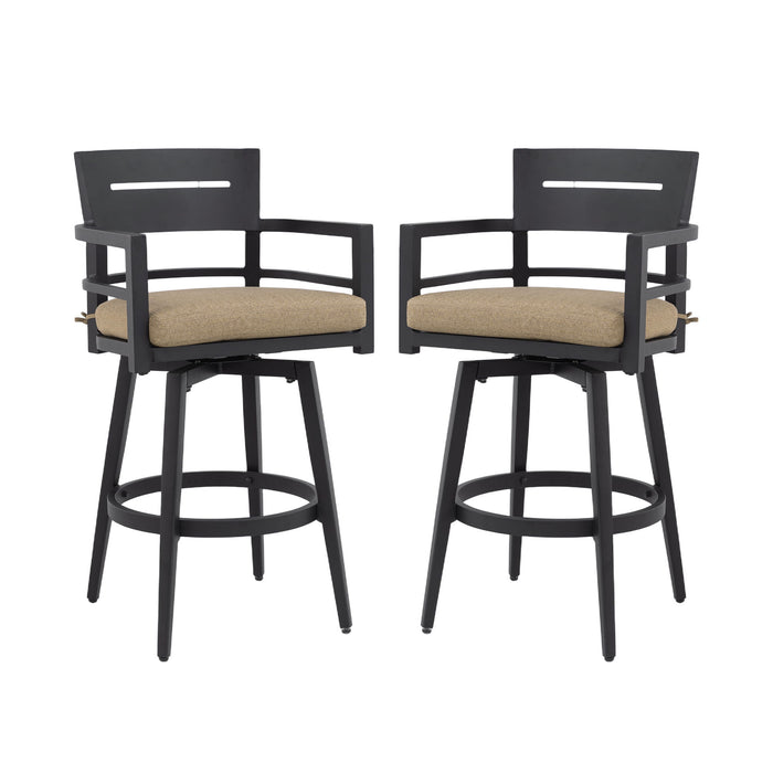Outdoor Swivel Bar Chairs, 360 Degree Rotation, Ergonomic Backrest (Set of 2)