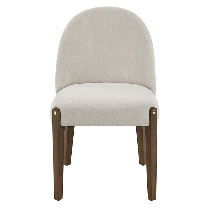 Gamarya - Side Chair Set of 2) - White Fabric & Oak