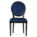 French Country Inspired Dining Chair With Iconic Round Backrest - Navy Blue