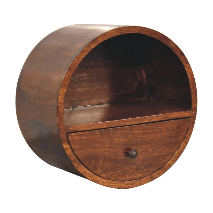 Floating Circle Bedside Table - Chestnut