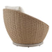 Kobalt - Metal Outdoor Swivel Lounge Chair With Cushions - Boucle White / Natural