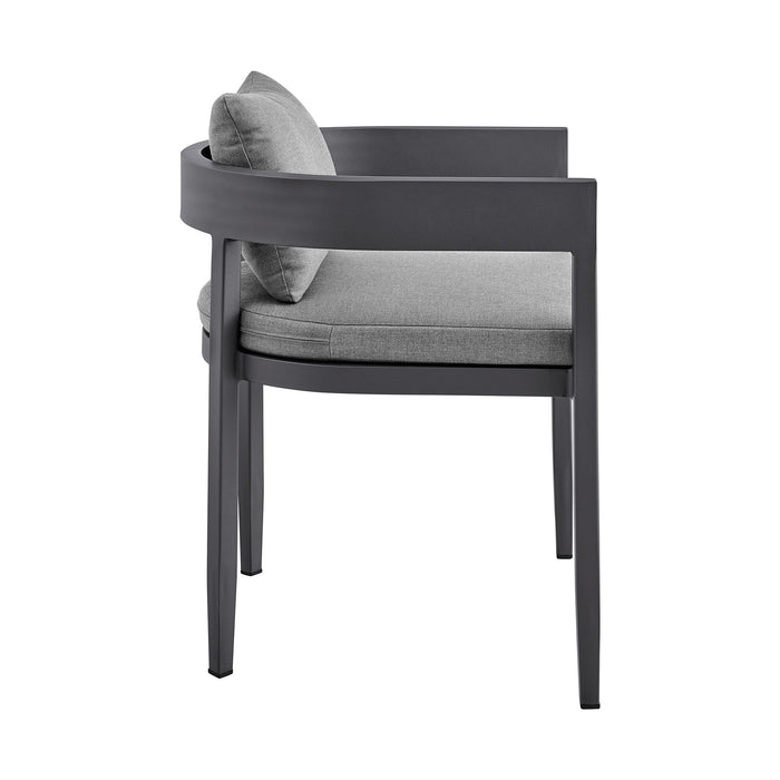 Menorca - Outdoor Patio Dining Chairs In Aluminum With Gray Cushions - (Set Of 2)