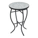 Outdoor Round Side Table With Mosaic Style Top And Curved Iron Legs