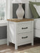 Kerisden - Two Drawer Night Stand - White / Brown