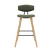 Fox - Bar Height Curved Back Wood Bar Stool With Faux Leather Seat