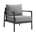 Royal - 4 Piece Aluminum And Teak Outdoor Seating Set With Cushions - Black / Dark Gray