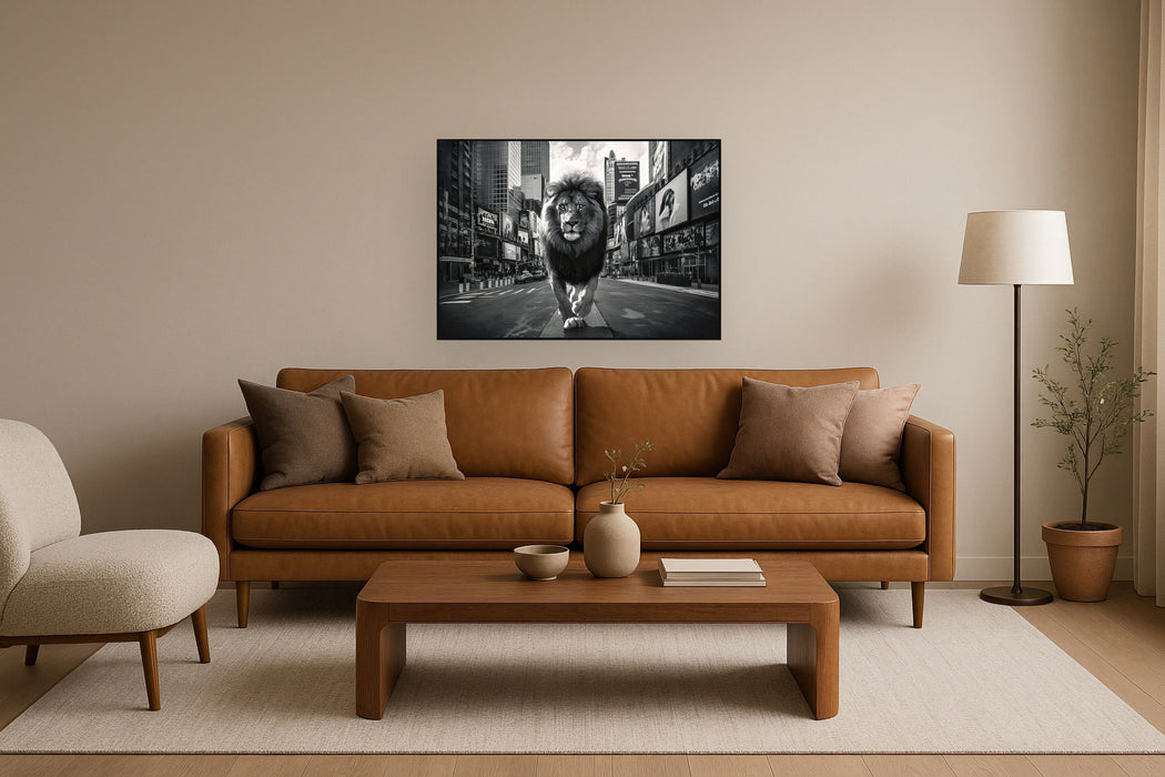 Glossy Painted Framed Canvas - King Of The City - Dark Gray