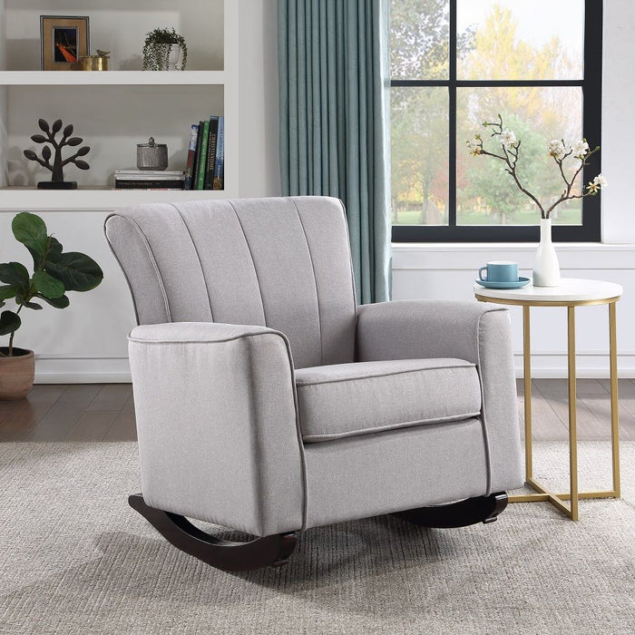 Denzell - Rocking Chair - Light Gray Linen