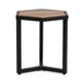 Outdoor Side Table With Iron Base And Slatted Top - Brown
