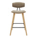 Fox - Counter Height Curved Back Wood Bar Stool With Faux Leather Seat