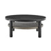 Aileen - Outdoor Patio Round Coffee Table - Black Aluminum With Gray Wicker Shelf