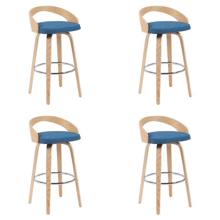 Sonia - Modern Swivel Bar Height Stool - Patterned Oak Wood Finish
