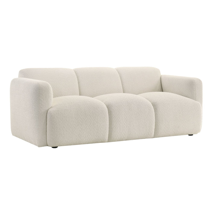 Sierra - Boucle Fabric Sofa With Rounded Arms - Ivory